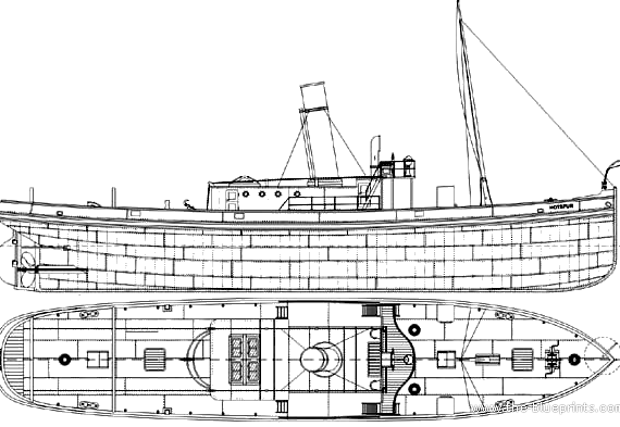 Ship SS Hotspur [Tug Boat] (1863) - drawings, dimensions, pictures
